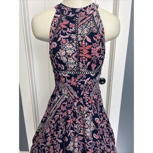Anthropologie Abel The Label Vienna Pink‎ Floral Halter Neck Maxi Dress Sz Small